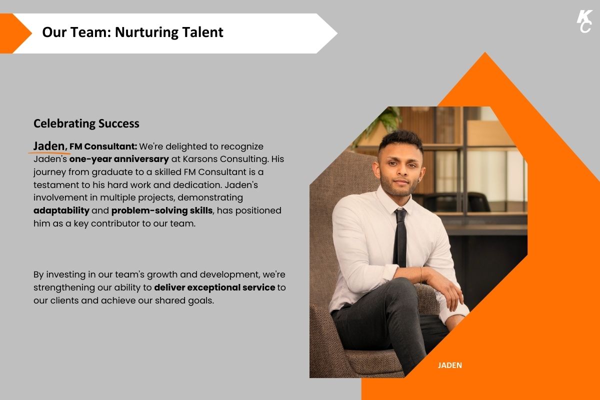 Jaden celebrates his 1 year anniversary with Karsons Consulting